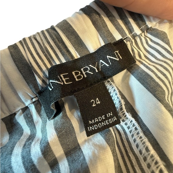 Lane Bryant Off-Shoulder Striped Wrap Top Plus Size 24| Cotton Blend Tie Waist - Picture 7 of 15